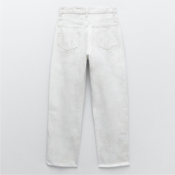 35. Zara Tie Dye High Rise Straight Leg Raw Hem Jeans - Picture 2 of 6